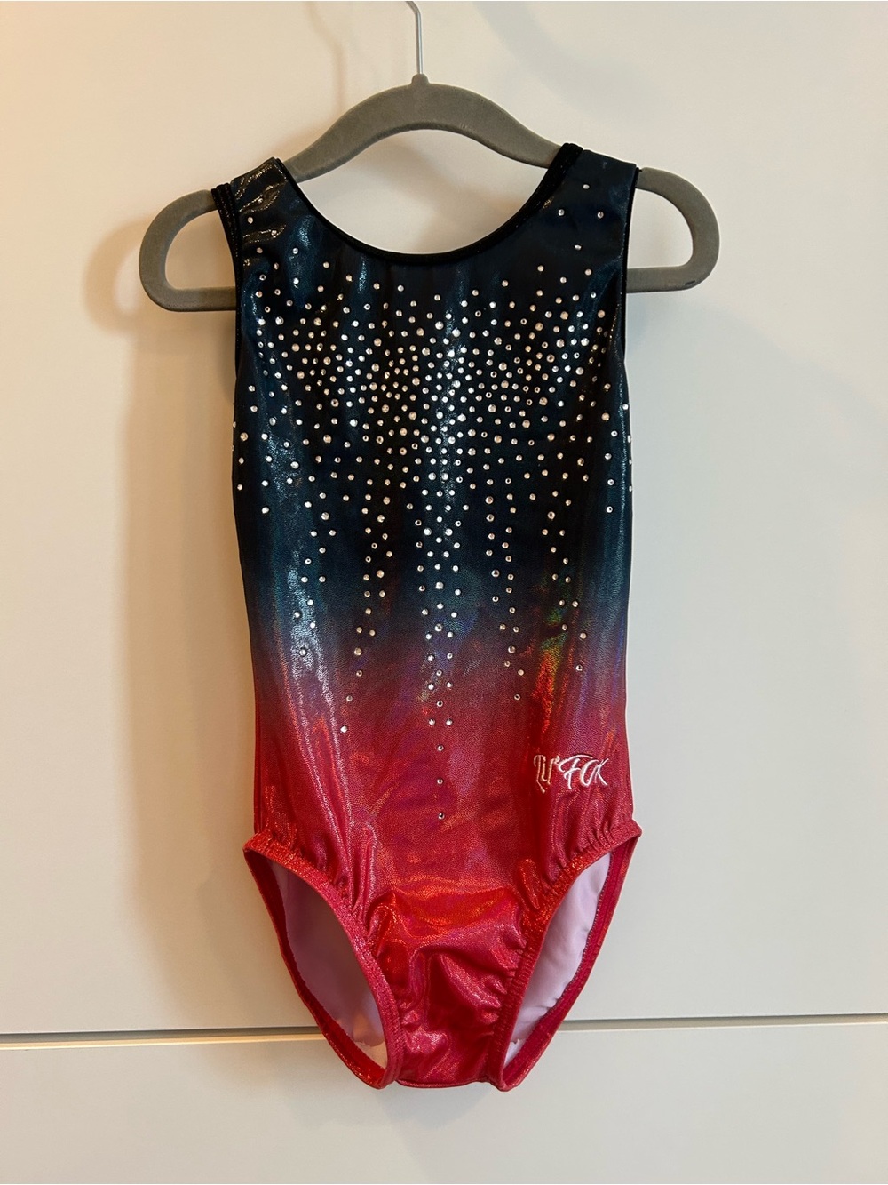 Lil Fox Kids Ombre Rhinestone Gymnastics Leotard - Red/Black